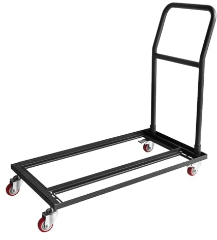 Folding Chair Cart Rolling Push Dolly, Commercial Grade Steel Frame, Storage Capacity 50 Chairs
