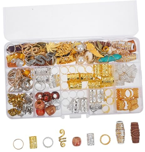 PLAFOPE 184pièces Lot De Perles Dread Et Accessoires Pour Cheveux Bijoux Pour Tresses Et Dreadlocks Sans Outils