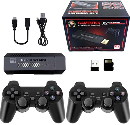X2 Plus rétro Game Stick, rétro Console de Jeu Portable, 4K Game Stick, 40000 Jeux intégrés 2.4G Contrôleur sans Fil Plug - and - Play Jeu vidéo, Cadeau de Noël pour adultes-64G