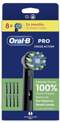 Oral-B Pro Cross Action Lot de 8 têtes de brosse à dents Noir Convient pour boîte aux lettres