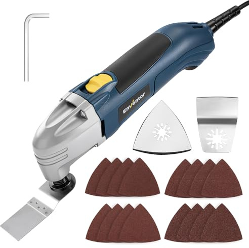 Enventor Oscillating Multi Tools, 200W 22000 OPM Electric Corded Multi Tool | 3°Oscillation Angle, with 20pcs Accessories for Cutting, Sanding, Grinding, Scraping