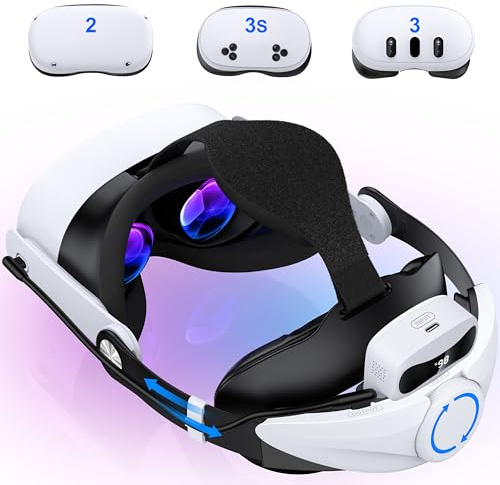 Head Strap for Meta Quest 3S/Quest 3/Quest 2 with 10000mAh Battery Pack, Adjustable Comfort Head Strap for Elite Strap,Lightweight VR Headset Strap Enhanced Support&Comfort&Reduce Pressure