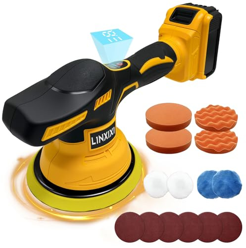 Cordless Car Polisher for De-Walt 18/20V, 6 inch Buffer Polishing Set | 8-Speed Battery Orbital Polisher with 14pcs Accessories for Polishing/Waxing/Scratch Removing(Battery Not Included)