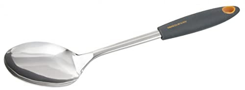 Fackelmann Servierlöffel 32 cm SOFT, Küchenhelfer mit Funktionsteil aus Edelstahl, Vorlegelöffel mit ergonomischen Griff (Farbe: Orange/Grau), Menge: 1 Stück