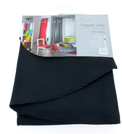 Douceur d'intérieur - 1720378, Tischdecke Rechteckige, 140 X 250 cm, Essentiel, Polyester Unifarben, Schwarz