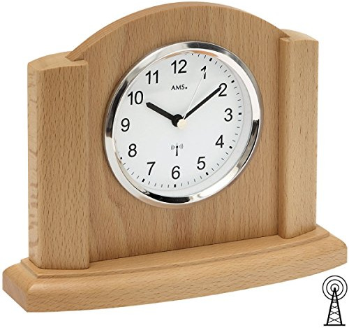 AMS F5122/18 Funk Tischuhr, Holz, Mehrfarbig, 24 x 30 x 12 cm