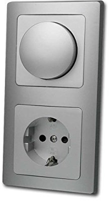 DELPHI LED Dimmer mit Schutzkontakt-Steckdose silber UP 230V~
