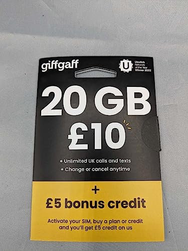 Giffgaff 3G Trio/Multi Sim card Preloaded with £5 Credit - Unlimited Calls, Texts and Data