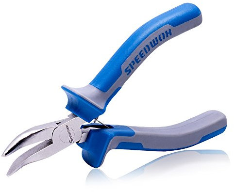 SPEEDWOX 5-Inch Bent Long Nose Pliers - Mini Curved Needle Nose Pliers for Jewelry Making with Spring Chrome Vanadium Steel
