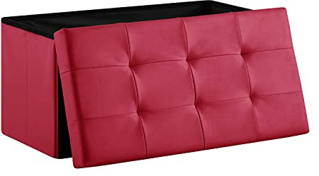 Zedelmaier Sitzhocker Sitzbank faltbar mit Stauraum belastbar bis 300 kg 76 x 38 x 38 cm(Dunkelrot)