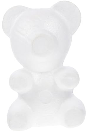 Styropor Bär 20 x 13 cm weiß – Bastelform für Blumenarrangements & Deko, stehendes Schaummodell zum Bemalen, für Floristik & Geschenke