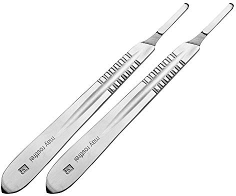 May Set 2x Skalpellhalter Figur 4 Skalpellgriff Edelstahl Modellbau | 2er Set robuster Skalpellhalter (Figur 4) aus Edelstahl für Modellbau und präzise Grafikarbeiten