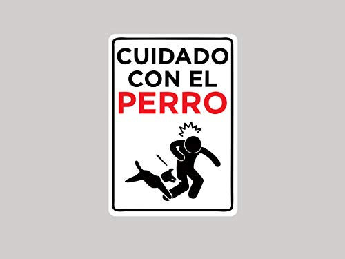 Pack 5 Señales de Cuidado con el Perro 2 | Medida 14,85x21cm | Señaletica en Material Aluminio Blanco Resistente de 3mm | Duradera y Económica