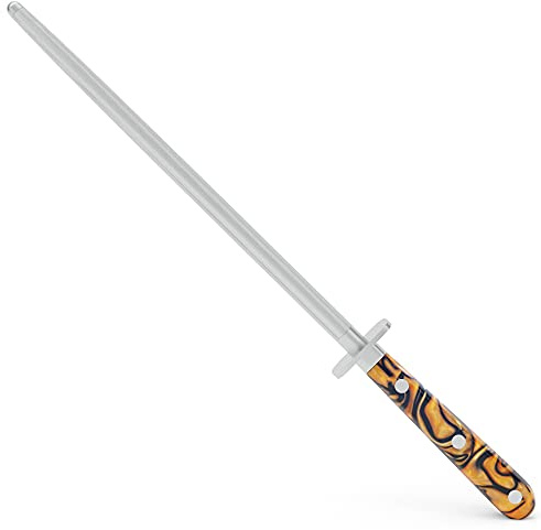Giesser seit 1776 - Made in Germany - Wetzstahl 25 cm Spicy Orange, PremiumCut Steel No 1, Messerschärfer, Acryl, exotisch, rostfrei, deutsches Grillmesser scharf