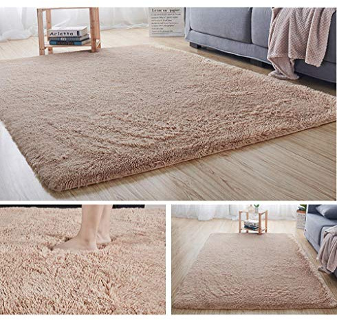 ZJXSNEH Tapis Moelleux en Peluche Tapis décor Couverture Grand Doux dégradé tie Dye Tapis de Fourrure Tapis Confortable pour Enfants bébé Salon Chambre Chameau épaissi 60x160cm