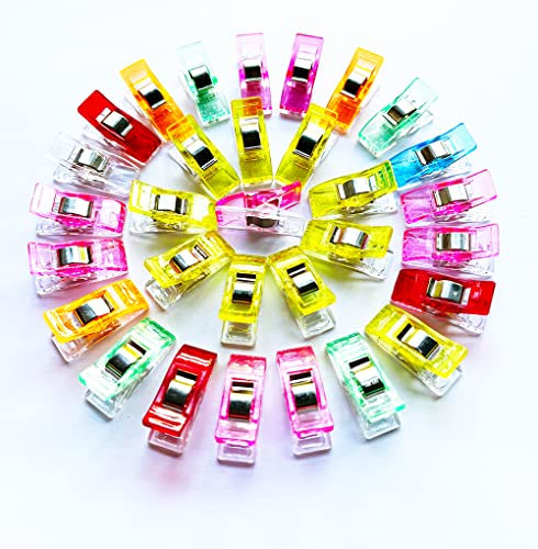 Homearda Nähen Clips,120 Stück Klammer, 27 x 10 mm Nähen Zubehöre Nähzubehör Stoffklammern, 9 Farben für Nähen, Quilting Clips, Häkeln,…