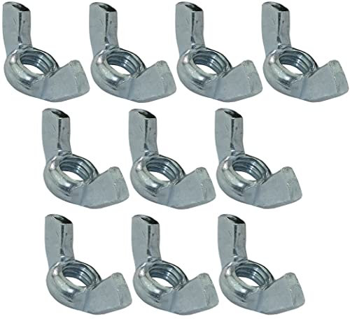 AERZETIX - C45457 - Set di 10 - Dadi con alette/orecchie - dado a farfalla - acciaio zincato - filettatura M8 metrica femmina - fai da te - colore argento