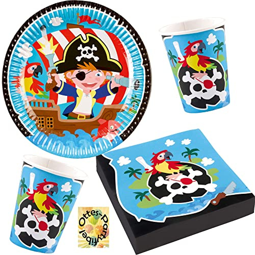 Seeräuber-Piraten-Party-Set 52tlg. - für 16 Gäste Teller Becher Servietten