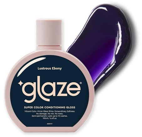 Glaze Supergloss Color Conditioning Gloss – Hydrating Semi-Permanent Color Hair Gloss & Shine Boost – Color Depositing Mask - Vegan, Cruelty-Free – 190ml - Lustrous Ebony - Blue Black