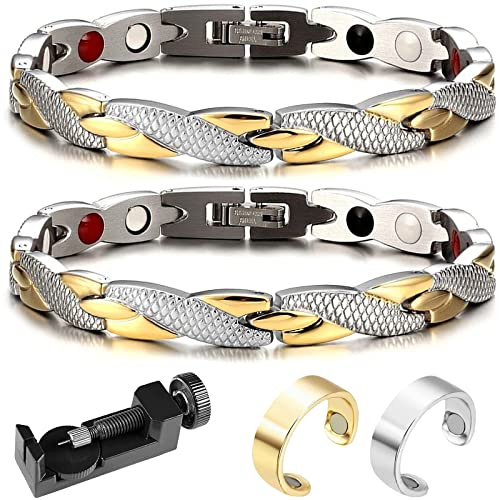 Pulsera Magnética 2 Piezas Elegante Terapia Magnética Fit Plus Pulsera Pulseras Adelgazantes Antifatiga Anillo Drenaje Linfático Anillo Magnético Terapéutico 2 Piezas Mejorar La Circulación Sanguínea