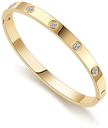 RIMRIVA 18K Gold-plated Bracelets for Women Stack Love Bangle Bracelets Trendy Stainless Steel Friendship Birthday Anniversary Wedding Jewelry Stocking Stuffers Christmas Gifts Women Wife Mom