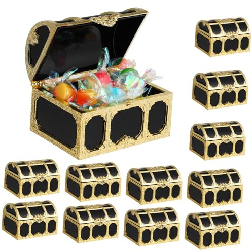 TOYANDONA Pequeño Caja de Tesoro Pirata 12 Piezas de Plástico Caja de Tesoro Cajas de Dulces Cajas Piratas Cajas de Regalo para Niños Pirata Fiesta Cajas