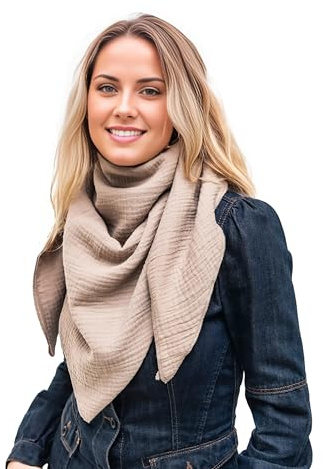 Scandi Linen Musselin Tuch Damen, Musselintuch, Schal, Halstuch