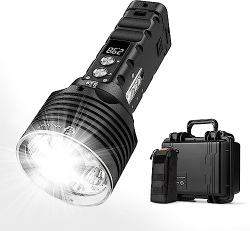 RovyVon S2P Super Bright Flashlight 10,000-Lumen, 1640 FT Light Distance, Rechargeable Flashlight with Power Display, 6 Lighting Modes for Outdoor Search, Rescue and Emergencies