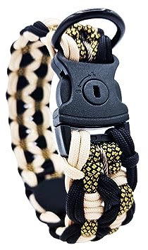 GPS-Tracker - Hundehalsband mit versteckter AirTag-Halterung, Optional mit Diebstahlschutz, Abschließbar mit Schloss, Gold Beige Schwarz (XS (22-27cm))