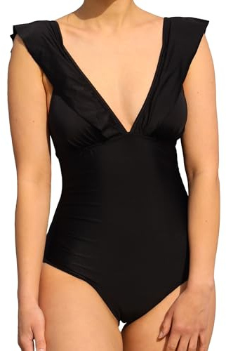 MYLILY Periodenbadeanzug mit Rüschen | Perioden Bademode zum Schwimmen | Perioden Badeanzug | Period Proof Swimwear