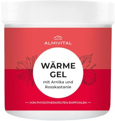 Almivital Wärmegel mit Arnika, Rosskastanie & rotem Weinlaub - Tiefenwärme Massagegel gegen Verspannungen & Muskelkater - Natürliche Muskelentspannung - schnell einziehend - 500 ml