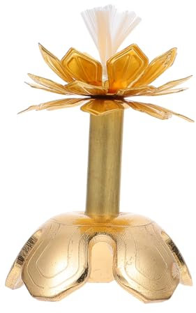 MUCKLILY Lotus-dochthalter aus Legierung Einfacher Buddha-Design Dochtölhalter für Tempelgebete Dochtaufbewahrungsständer Formschöner Gebetsraum-dekor