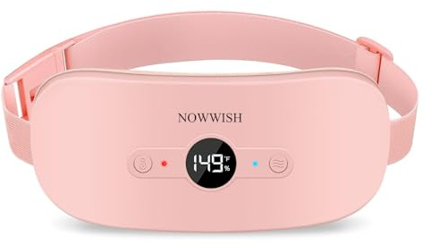 NOWWISH Heizkissen für Perioden Krämpfe Schmerzlinderung, tragbares elektrisches kabelloses Menstruations-Heizkissen, wiederaufladbar mit 6 Wärmestufen und 6 Massagemodi, Muttertagsgeschenke für