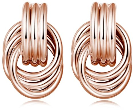 LILIE&WHITE Ohrringe für Damen Roségoldene Ohrstecker für Damen – Elegante Verschlungene Creolen, Modischer Schmuck für Alltag und Besondere Anlässe