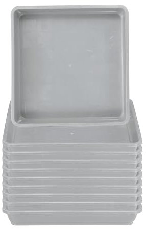 PATIKIL Plant Saucer Tray, 10 Pack 10 Inch Plastic Square Plant Saucer Flower Planter Drip Tray for Indoors Outdoors Patio Balcony, Grey