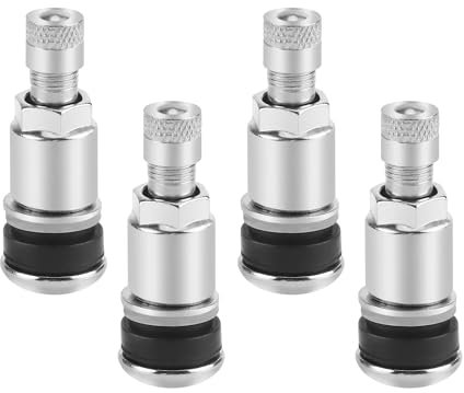 4 Stück Metallventile, Autoreifen Ventil, Universal Felgenventile, Felgen Schraubventile Reifenventile (Silbrig)