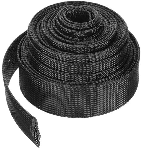 UXCell Cable Sleeving, 1.5 Inch - 25ft PET Braided Cable Sleeve, Expandable for TV/Computer/Home Theater/Other Devices - Black