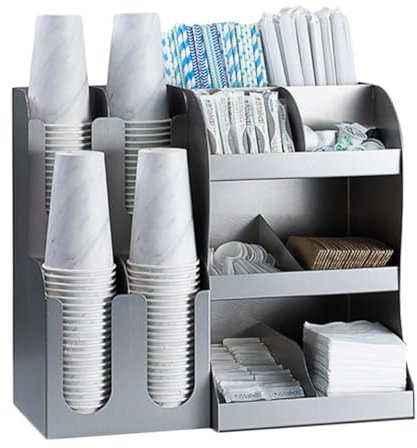 GNBOW Portabicchieri da caffè monouso, Scomparto in Acciaio Inox Verticale for condimenti da caffè e Organizer for riporre Bicchieri