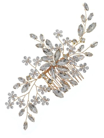 WOONEKY Peine Cabello Perlas y Gemas De Imitación Adorno Nupcial Elegante Para Mujeres Para Bodas y Fiestas
