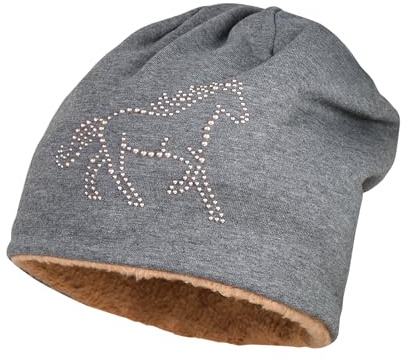 maximo Stone Horse Kindermütze Beanie Baumwollmütze Kinder - Made in Germany mit Futter Winter Herbst-Winter - 55 cm grau