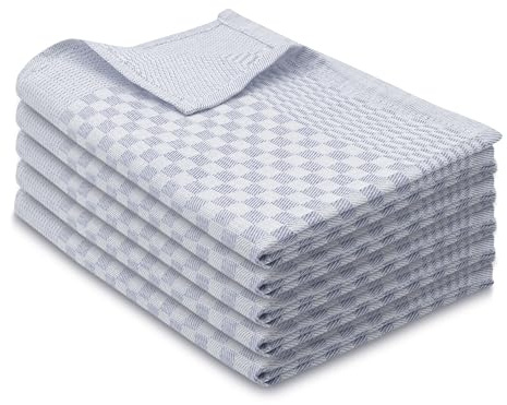 ZOLLNER 5er Set Geschirrtücher Baumwolle in 46x70 cm - super saugstarke und robuste Küchentücher – waschbar bis 60°C – in grau kariert - Gastronomiequalität - Oeko Tex® Zertifiziert