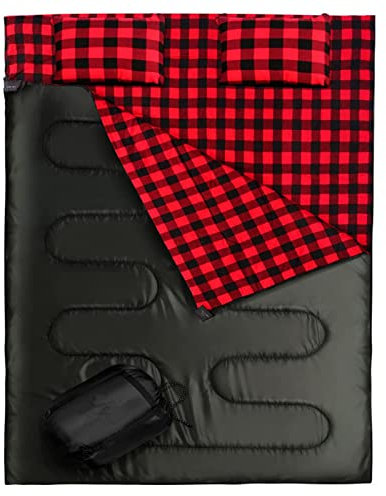 Leichter Rucksackschlafsack für Erwachsene, Doppelschlafsäcke for Erwachsene, wasserdicht, for Paare, 2-Personen-Schlafsäcke for Camping, Rucksackreisen, Wandern, mit 2 Kissen und Kompressionssack