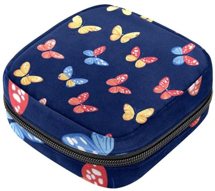 Borsa per il primo ciclo mestruale per ragazze e donne, borsa portaoggetti per assorbenti igienici, custodia per coppetta mestruale, porta tamponi mestruali femminili con farfalla