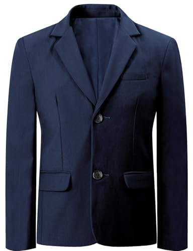 mintgreen Boys Suit Jacket, Kid Wedding Casual Solid Color Blazer, Navy Blue, 7-8 Years, Tag 8