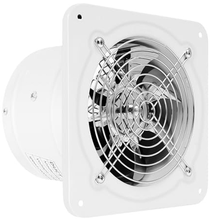 Power, ventilatore da 150 mm, silenzioso, 650 m³/h, con valvola di ritorno, potente ventilatore da parete in metallo con spina europea, per cucina, bagno, garage, seminterrato, bianco