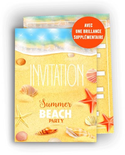 Edition Colibri Lot de 10 cartes d’invitation pour fête d’été – Barbecue, fête à la plage, à la piscine ou dans le jardin – Format A6 – Invitations festives pour enfants et adultes