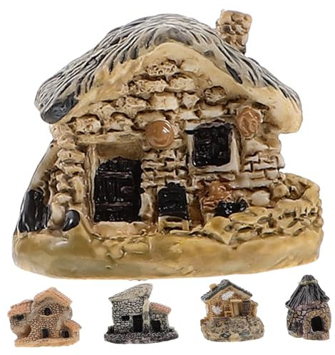 TOYANDONA Adorno de Jardín Casa de Resina 5 Piezas, Figura Decorativa