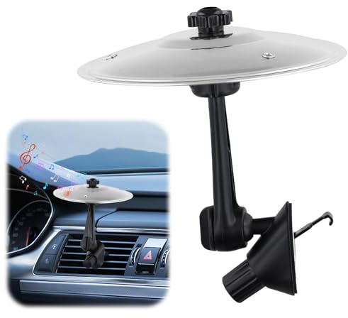 Platillo Bateria para Coche, Ajustable 360°, 2 Cabezales, 14cm Mini Tambor de Coche, Car Crash Cymbal, Ranura de Ventilación para Todo Coche Amantes de la Música Entretenimiento