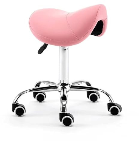 JAVPTAV Sattelhocker, Stuhl mit Rädern, Ledersattelhocker, Rollstuhl, bequem, 48,3–58,4 cm hoch, for Klinik, Zahnarzt, Spa, Massagesalon, Studio