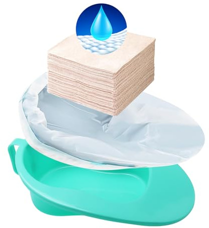 Bed pan| 1 x Potty, 30 x Absorbent pads, 30 x Absorbent Bags, 200 x Disposable Gloves | Bed pan for Men, Bed pan for women, Commode for Elderly,adult potty, Fracture,Female with Handle,Portable bedpan